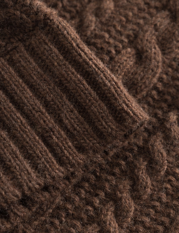 TOP CABLE BEANIE - BROWN